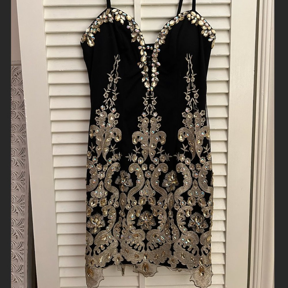 Black beaded mini dress